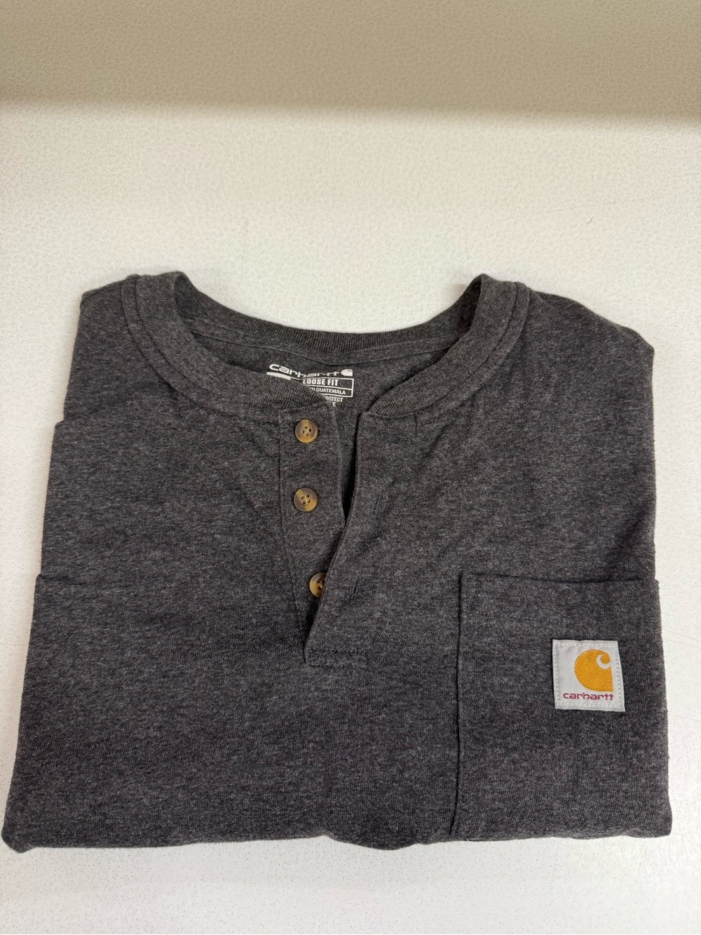 Carhartt Dark Gray Henley Pocket Short Sleeve Shirt